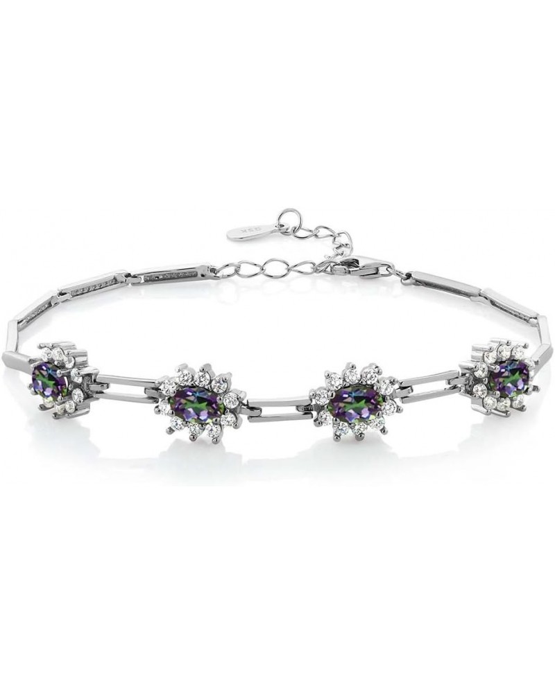 925 Sterling Silver Oval Green Mystic Topaz Tennis Bracelet For Women (4.20 Cttw, 7 Inch with 1 Inch Extender) $36.49 Bracelets