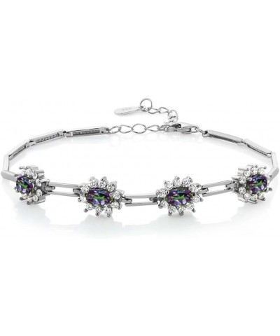 925 Sterling Silver Oval Green Mystic Topaz Tennis Bracelet For Women (4.20 Cttw, 7 Inch with 1 Inch Extender) $36.49 Bracelets