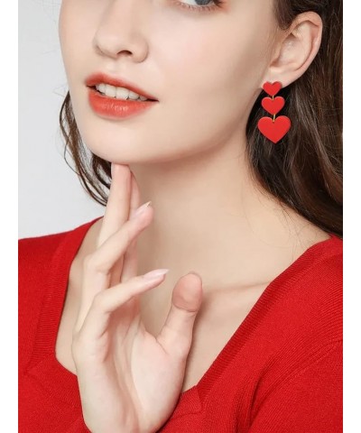 Heart Earrings for Women Red Heart Earrings Pink Heart Interlocking Drop Earrings heart clay earrings $5.99 Earrings