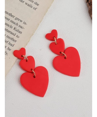 Heart Earrings for Women Red Heart Earrings Pink Heart Interlocking Drop Earrings heart clay earrings $5.99 Earrings