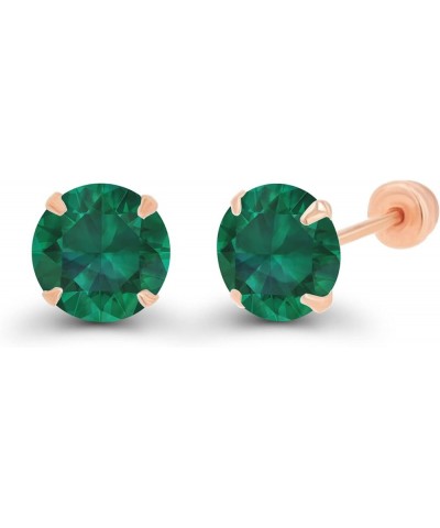 Solid 14k Gold Hypoallergenic 5mm Round Birthstone Solitaire Prong Set Screw Back Stud Earrings Emerald Created Rose Gold $25...