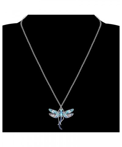 Statement Enamel Rhinestone Dragonfly Necklaces Pendant Original Design Gifts for Women Nature lover Jewelry Blue $8.95 Neckl...