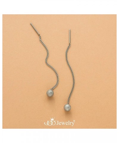 Womens Stainless Steel Ball Drop Threader Dangle String Earring Silver $9.00 Earrings