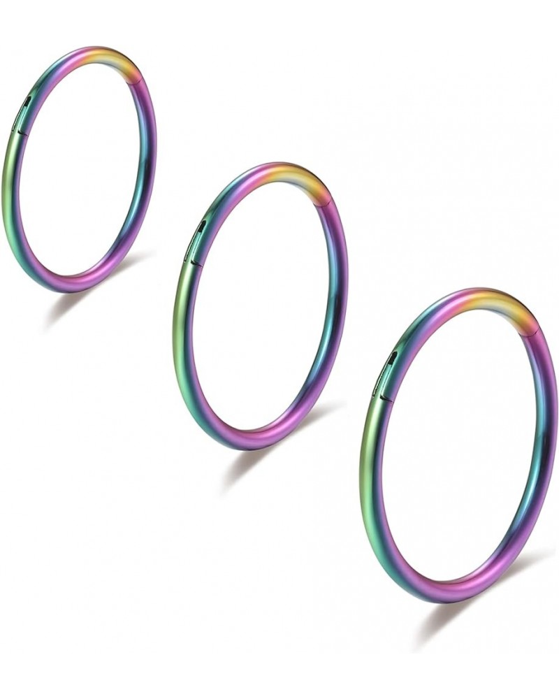 Rainbow Colorful Hinged 20g 18g 16g Nose Rings Hoops 6mm 8mm 10mm 12mm 14mm Septum Ring Clicker Cartilage Helix Hoop Earrings...