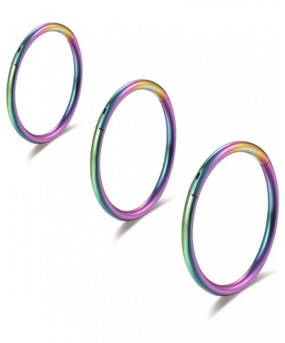 Rainbow Colorful Hinged 20g 18g 16g Nose Rings Hoops 6mm 8mm 10mm 12mm 14mm Septum Ring Clicker Cartilage Helix Hoop Earrings...