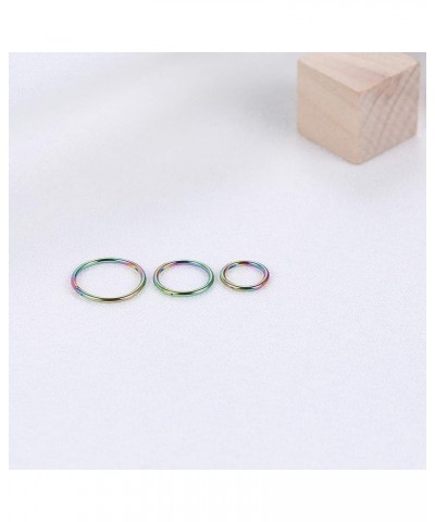 Rainbow Colorful Hinged 20g 18g 16g Nose Rings Hoops 6mm 8mm 10mm 12mm 14mm Septum Ring Clicker Cartilage Helix Hoop Earrings...