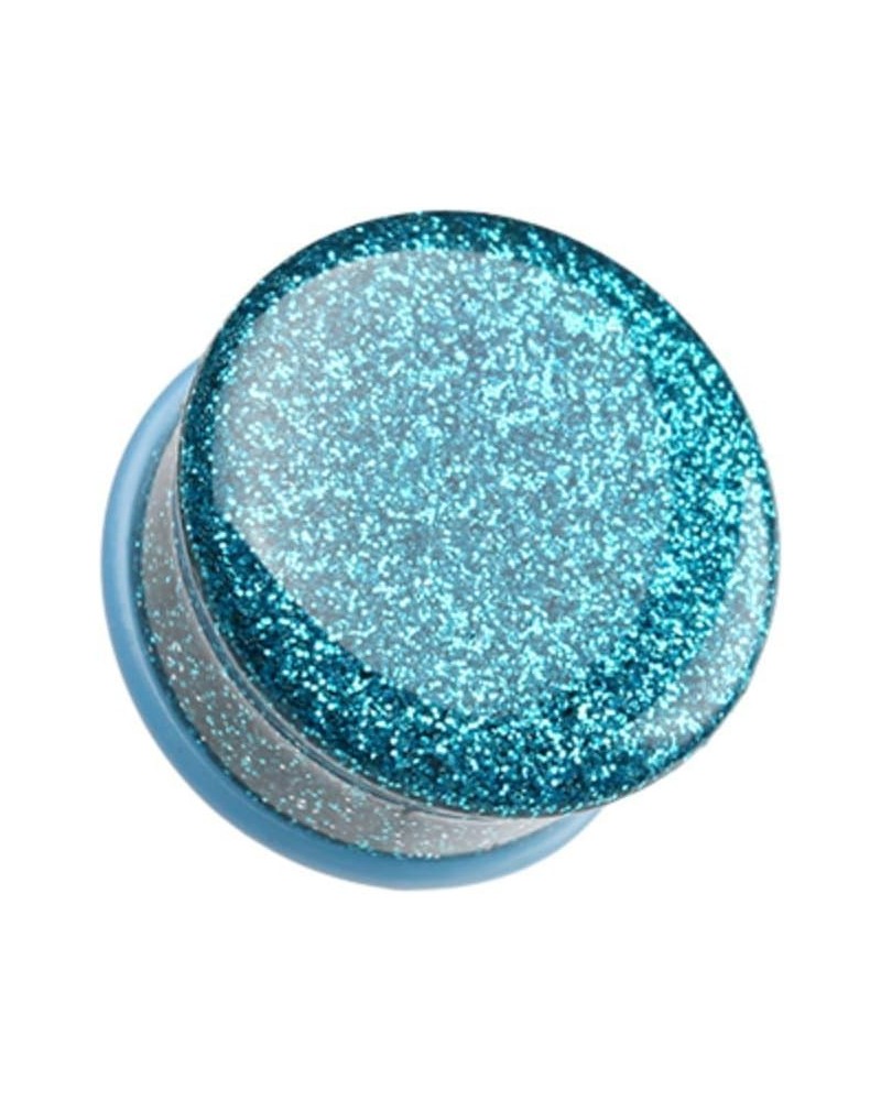 Glitter Shimmer Single Flared Ear Gauge Plug 1/2" (12.5mm), Teal $10.78 Body Jewelry