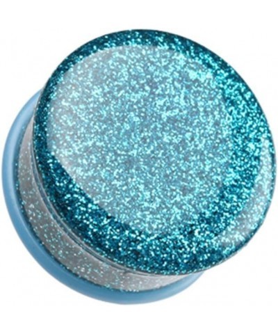 Glitter Shimmer Single Flared Ear Gauge Plug 1/2" (12.5mm), Teal $10.78 Body Jewelry