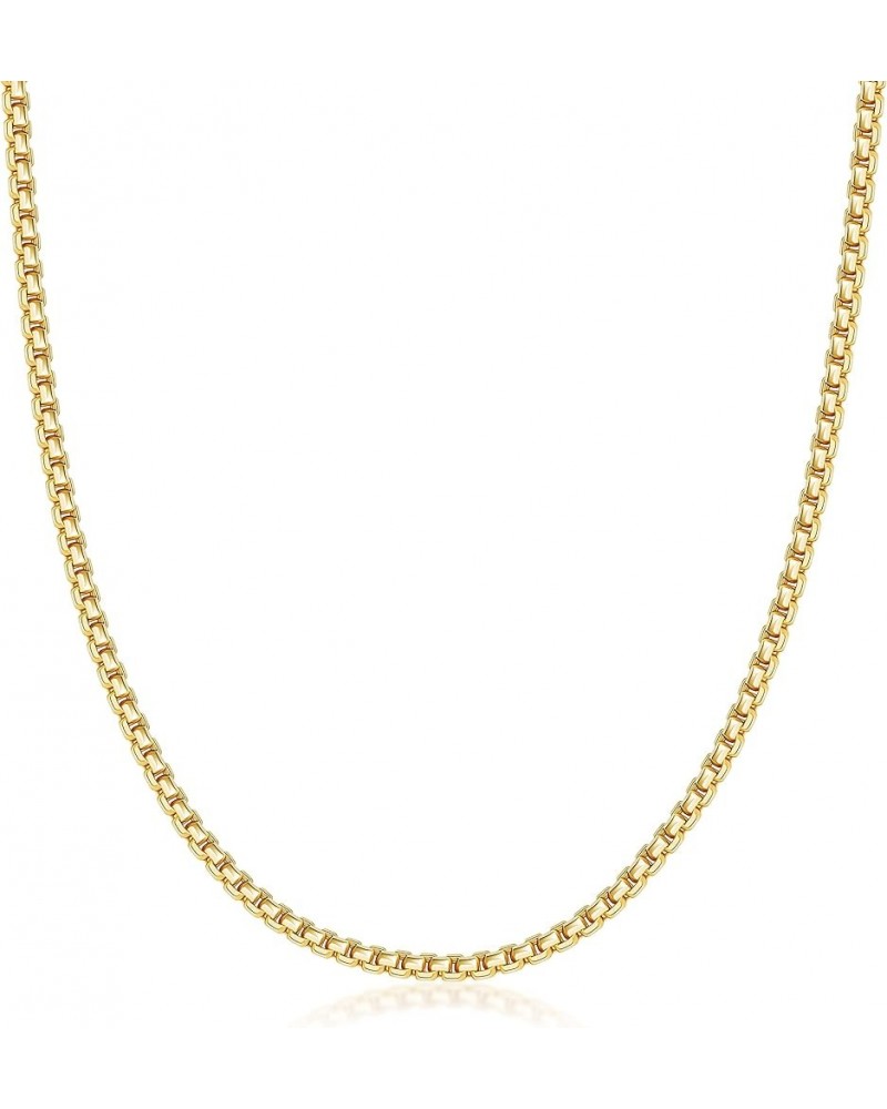 14K Gold 1.8MM, 2.5MM, or 3.5MM Round Box Chain Necklace -16"-30" Yellow or White Gold- For Men and Women 24 2.5MM Gold $444....