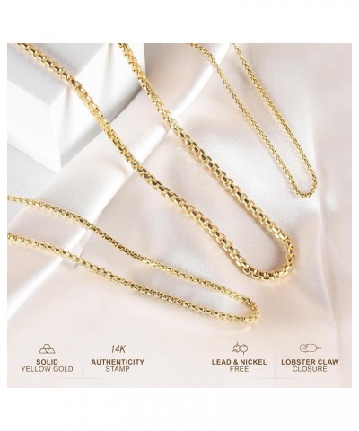 14K Gold 1.8MM, 2.5MM, or 3.5MM Round Box Chain Necklace -16"-30" Yellow or White Gold- For Men and Women 24 2.5MM Gold $444....