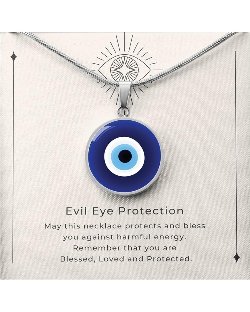 Hilis Evil Eye Necklace For Women or Men Protection, Spiritual Jewelry, Personalized Engraved Pendant Charm Gold or Silver D0...