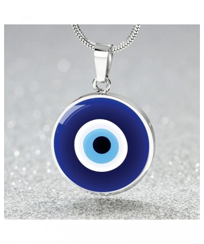 Hilis Evil Eye Necklace For Women or Men Protection, Spiritual Jewelry, Personalized Engraved Pendant Charm Gold or Silver D0...