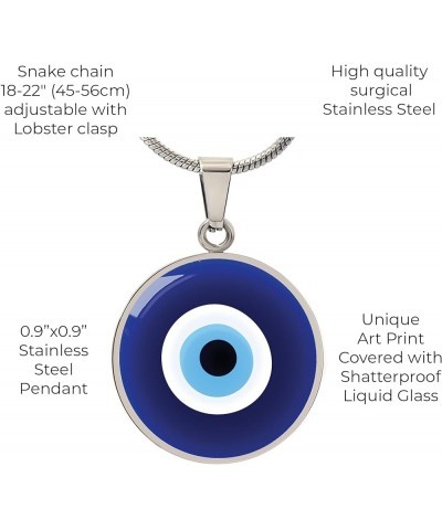 Hilis Evil Eye Necklace For Women or Men Protection, Spiritual Jewelry, Personalized Engraved Pendant Charm Gold or Silver D0...