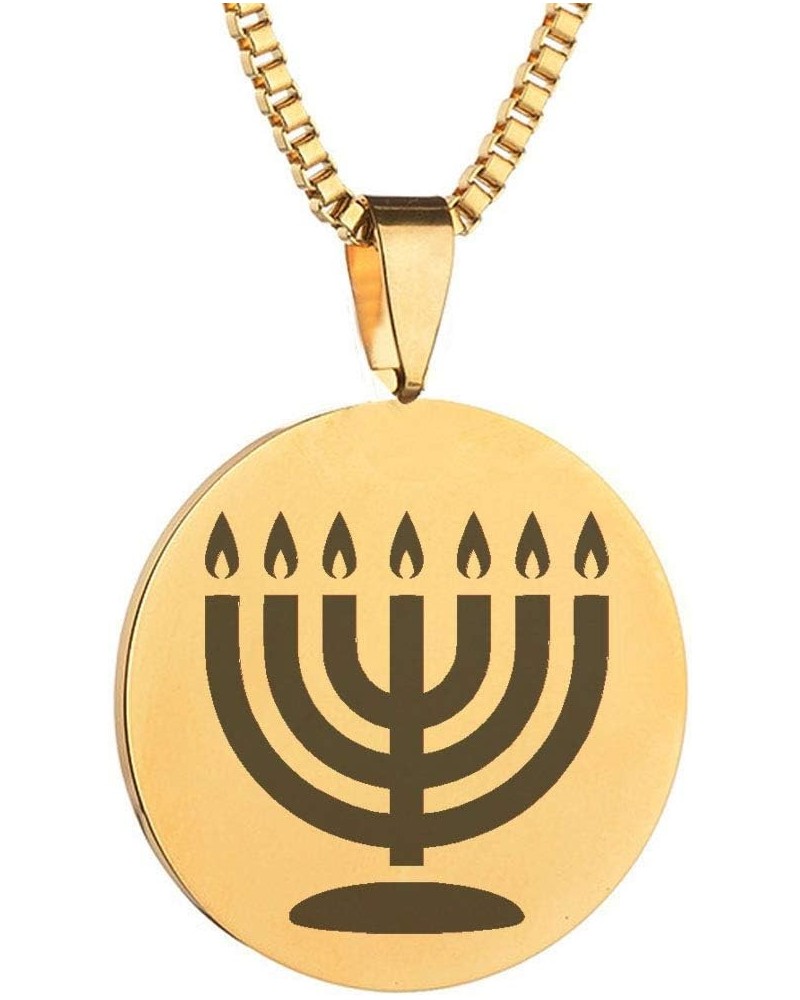 Jerusalem Menorah Symbol Stainless Steel Seven Brances Pendant Necklace $8.85 Necklaces