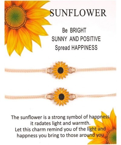 2 Pcs Bohemian Waterproof String Sunflower Flower Daisy Matching Anklet Bracelets for Women Girls Mens Boys Couples Adjustabl...