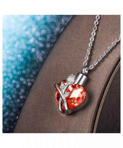 Rose Flower Heart Necklace Memorial Urn Pendant Necklace Stainless Steel Ashes Keepsake Cremation Charm Jewelry Red $8.31 Nec...