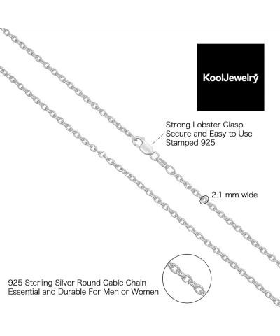 Sterling Silver or Yellow Gold Over Sterling Silver Cable Chain Necklace for Women (1.2 mm, 1.6 mm or 2.1 mm) 24 inch 2.1 mm ...