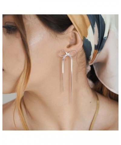 Long Bow Earrings for Women 14k Gold Plated Statement Earrings Women's Drop & Dangle Earrings for Girls Long Tassel Earrings ...