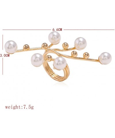 Vintage Pearl Finger Rings,Statement Imitation Pearls Band Ring Wedding Party Jewelry for Women Girls Gifts Gold $8.39 Rings