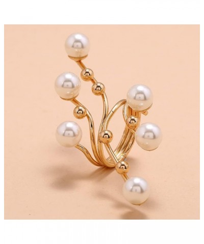 Vintage Pearl Finger Rings,Statement Imitation Pearls Band Ring Wedding Party Jewelry for Women Girls Gifts Gold $8.39 Rings