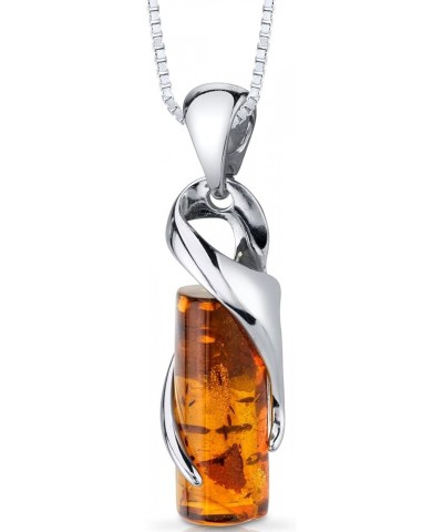 Genuine Baltic Amber Cylindrical Design Pendant and Earrings Jewelry for Women in Sterling Silver Pendant Necklaces $32.34 Ea...