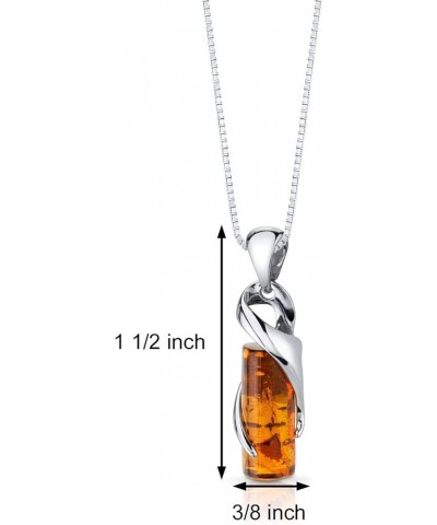 Genuine Baltic Amber Cylindrical Design Pendant and Earrings Jewelry for Women in Sterling Silver Pendant Necklaces $32.34 Ea...