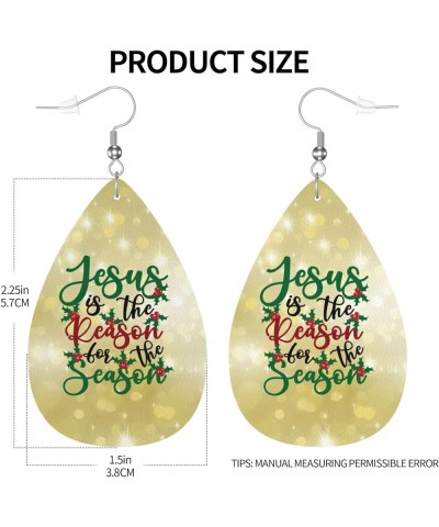 Christmas Christian Nativity Scene Pattern Earrings Faux Leather Dangle Earrings Teardrop Earrings Decor Jesus Is The Reason ...