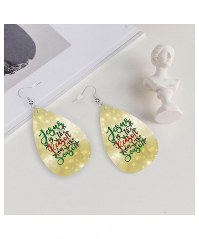 Christmas Christian Nativity Scene Pattern Earrings Faux Leather Dangle Earrings Teardrop Earrings Decor Jesus Is The Reason ...