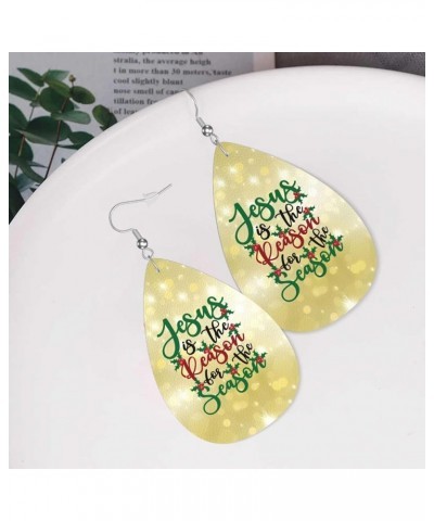 Christmas Christian Nativity Scene Pattern Earrings Faux Leather Dangle Earrings Teardrop Earrings Decor Jesus Is The Reason ...