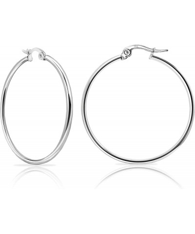 925 Sterling Silver 2mm High Polished Click-Top Hoop Earrings for Women & Teen Girls, Silver, Yellow & Rose Gold Flashed Ster...