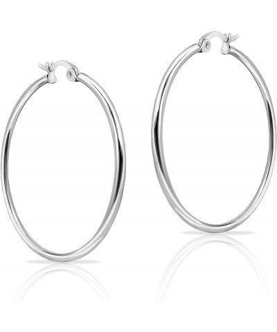 925 Sterling Silver 2mm High Polished Click-Top Hoop Earrings for Women & Teen Girls, Silver, Yellow & Rose Gold Flashed Ster...