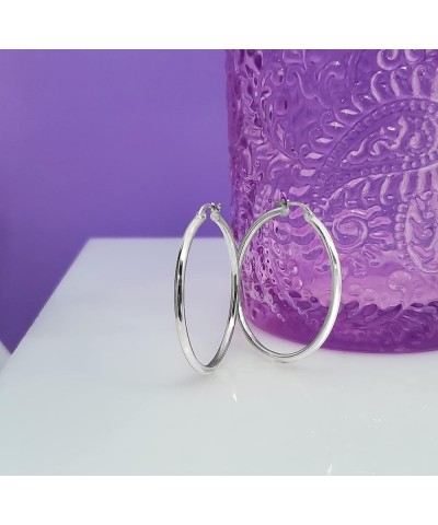 925 Sterling Silver 2mm High Polished Click-Top Hoop Earrings for Women & Teen Girls, Silver, Yellow & Rose Gold Flashed Ster...