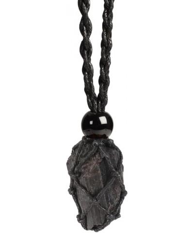 Natural unprocessed crystal raw stone hand woven rope adjustable necklace pendant for both men and women Tourmaline $6.88 Nec...