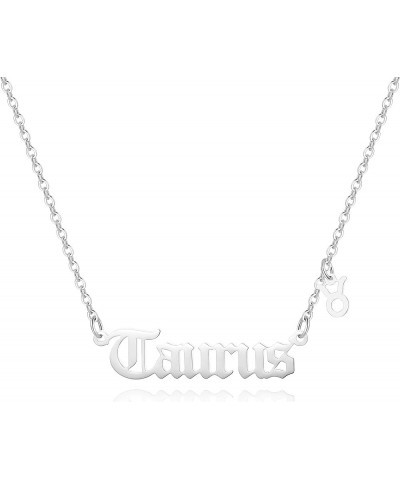 Zodiac Necklace,Zodiac Sign Pendant Necklace for Women,18K Gold Plated Silver Taurus $10.43 Necklaces