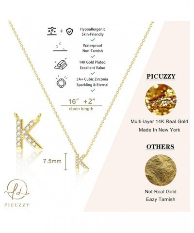 Initial Necklaces for Women, Dainty 14K Gold Letter A-Z Necklace Tiny Cubic Zirconia Pendant Choker Necklaces for Women Trend...