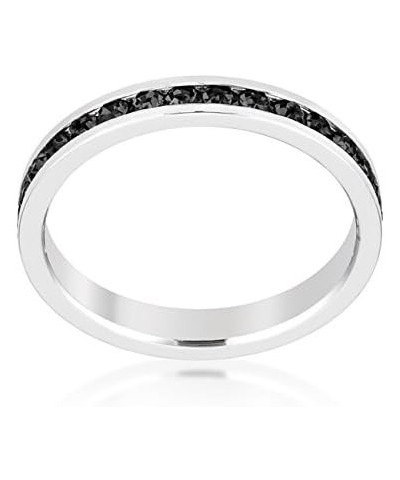 Stylish Birthstone Stackables Swarovski Crystal Eternity Bands Jet Black $10.19 Rings