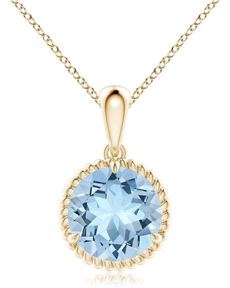 Natural Aquamarine Solitaire Pendant Necklace for Women, Girls in 14K Solid Gold/Platinum/Sterling Silver | March Birthstone ...