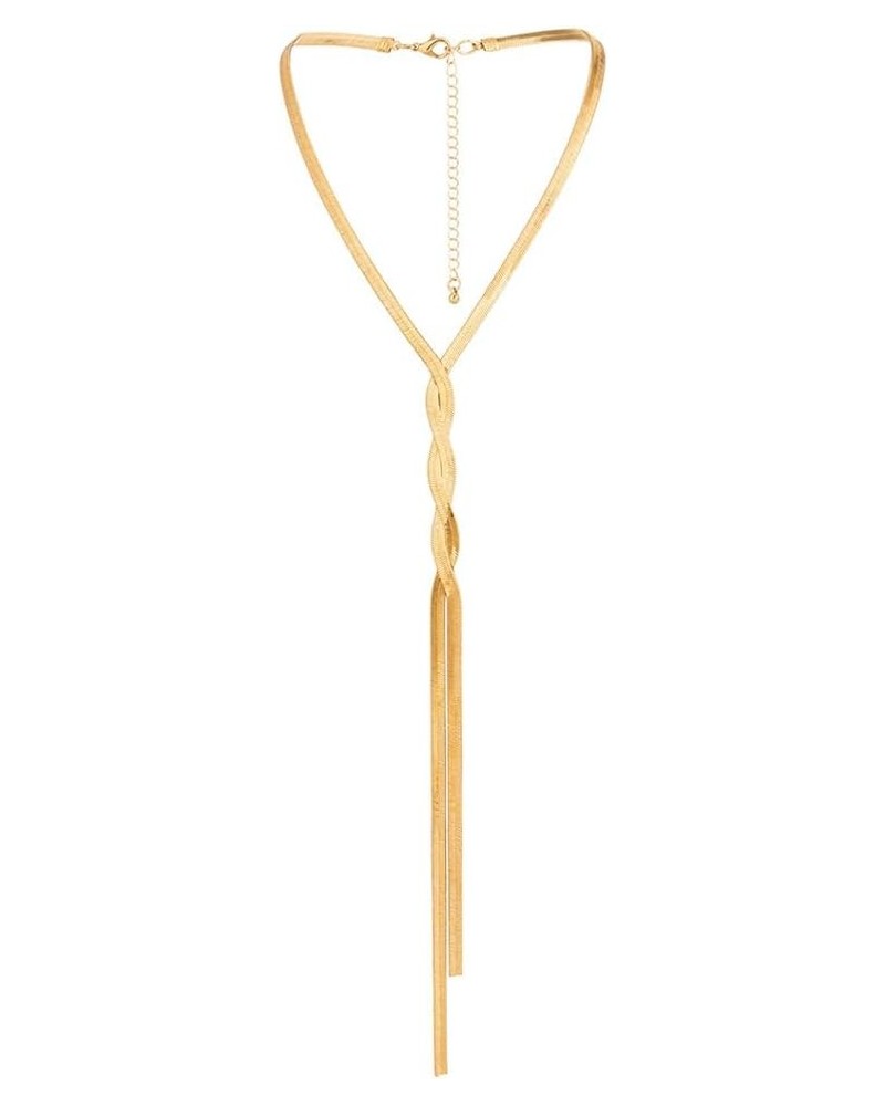 Gold/Silver Snake Chain Y Shape Long Tassel Necklace for Women Adjustable Chain Necklace Body Chain Jewelry(nl006348) Style A...