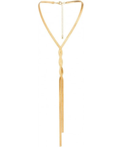 Gold/Silver Snake Chain Y Shape Long Tassel Necklace for Women Adjustable Chain Necklace Body Chain Jewelry(nl006348) Style A...