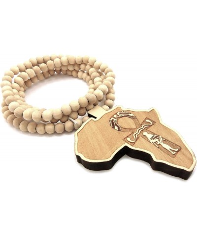 Africa with Ankh Wood Pendant with 36 Inch Long Beaded Necklace maple $10.27 Necklaces