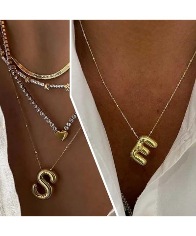 Bubble Letter Necklace for Women, Balloon Initial Necklaces 18k Gold Plated Chain Alphabet Pendant for Girls Teenager Wife Va...