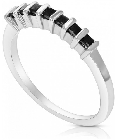 0.35 cttw Princess Cut Black Diamond Wedding Band .925 Sterling Silver Size 7 $32.25 Bracelets