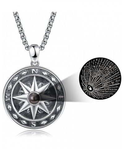 Compass Pendant for Men 925 Sterling Sliver Compass Necklace Jewelry for Men Birthday Gift Husband Boy with Stainless Steel P...