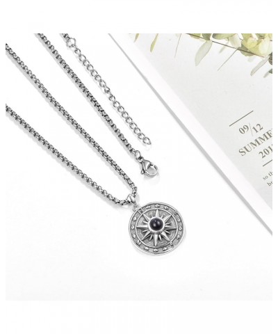 Compass Pendant for Men 925 Sterling Sliver Compass Necklace Jewelry for Men Birthday Gift Husband Boy with Stainless Steel P...