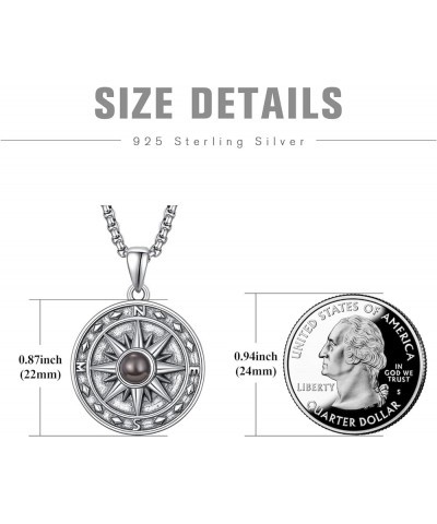 Compass Pendant for Men 925 Sterling Sliver Compass Necklace Jewelry for Men Birthday Gift Husband Boy with Stainless Steel P...