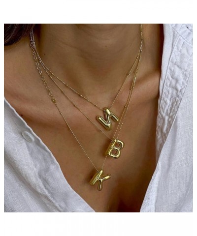 Bubble Letter Necklace for Women, Balloon Initial Necklaces 18k Gold Plated Chain Alphabet Pendant for Girls Teenager Wife Va...