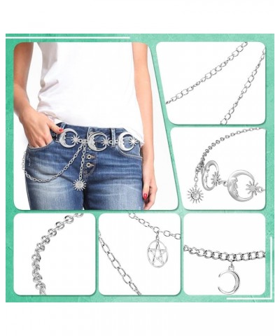 5 Pieces Chain Belt Pendant Belly Belt Body Chains Silver Metal Link Body Chain Belt Jeans Pants Chain Pocket Waist Chain Mul...