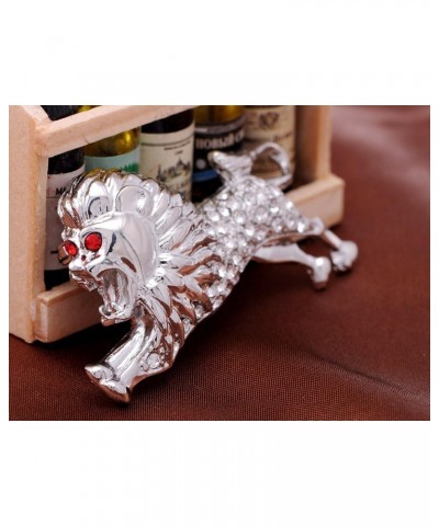 Silvery Rhinestone Running Preying Lion Red Eye Leaping Brooch Pin $10.00 Brooches & Pins