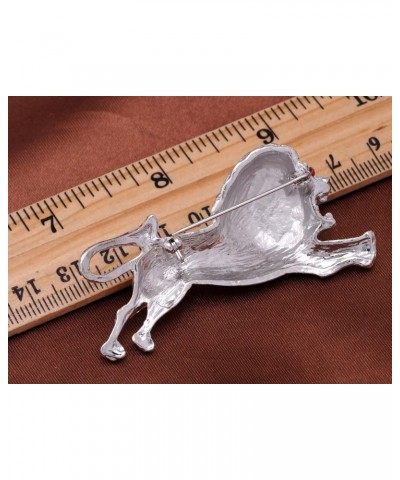 Silvery Rhinestone Running Preying Lion Red Eye Leaping Brooch Pin $10.00 Brooches & Pins