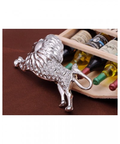 Silvery Rhinestone Running Preying Lion Red Eye Leaping Brooch Pin $10.00 Brooches & Pins